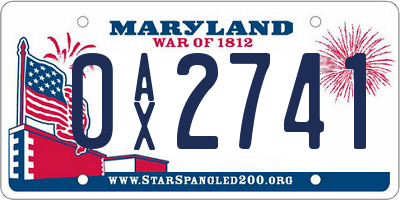 MD license plate 0AX2741