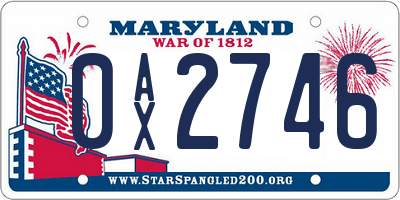 MD license plate 0AX2746
