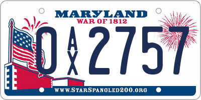 MD license plate 0AX2757