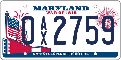 MD license plate 0AX2759