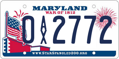 MD license plate 0AX2772