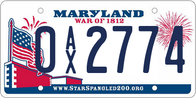 MD license plate 0AX2774