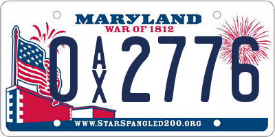 MD license plate 0AX2776