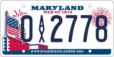 MD license plate 0AX2778