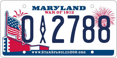 MD license plate 0AX2788