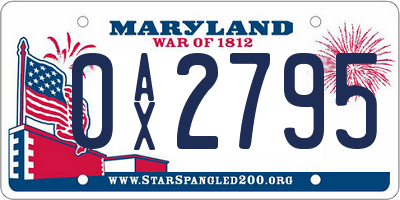 MD license plate 0AX2795