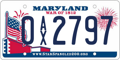 MD license plate 0AX2797