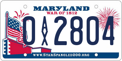 MD license plate 0AX2804