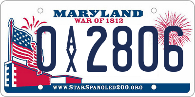 MD license plate 0AX2806