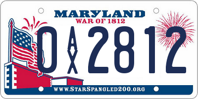 MD license plate 0AX2812