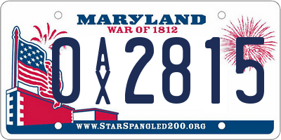 MD license plate 0AX2815
