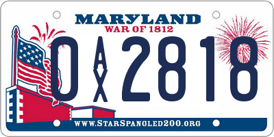 MD license plate 0AX2818