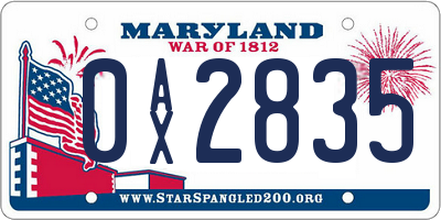 MD license plate 0AX2835