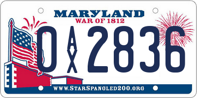 MD license plate 0AX2836