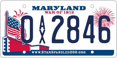 MD license plate 0AX2846