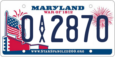 MD license plate 0AX2870