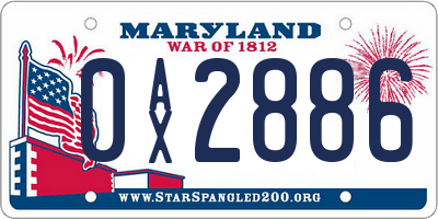 MD license plate 0AX2886