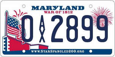MD license plate 0AX2899