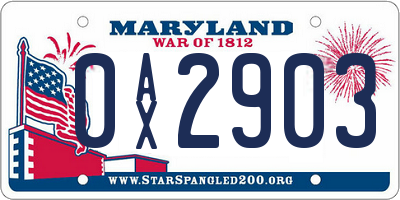 MD license plate 0AX2903