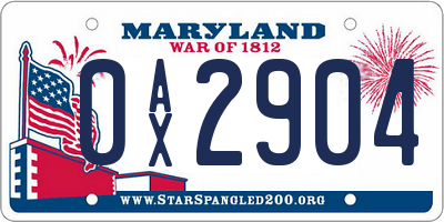 MD license plate 0AX2904