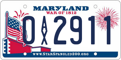 MD license plate 0AX2911