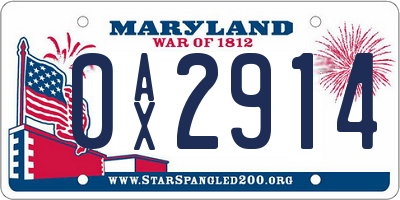 MD license plate 0AX2914