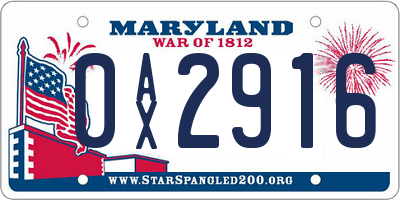 MD license plate 0AX2916