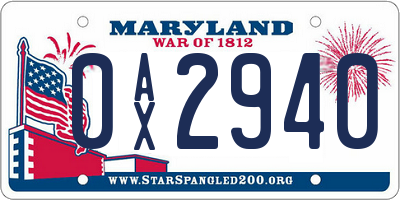 MD license plate 0AX2940
