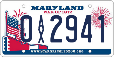 MD license plate 0AX2941