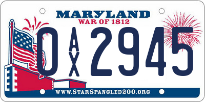 MD license plate 0AX2945