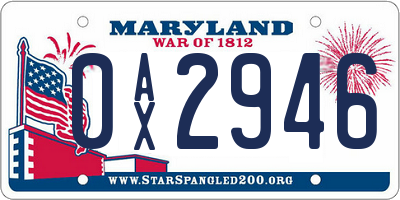 MD license plate 0AX2946