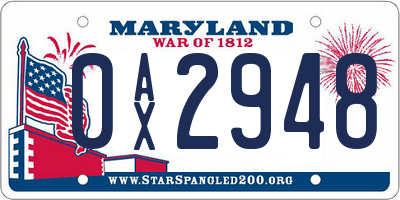MD license plate 0AX2948