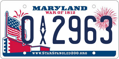 MD license plate 0AX2963