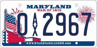 MD license plate 0AX2967
