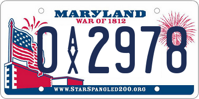 MD license plate 0AX2978
