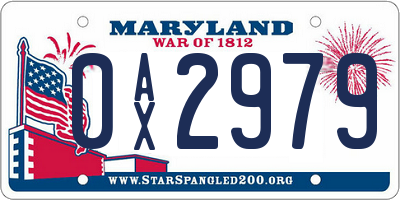 MD license plate 0AX2979