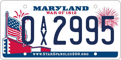 MD license plate 0AX2995