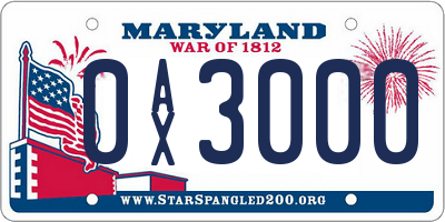 MD license plate 0AX3000