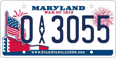 MD license plate 0AX3055