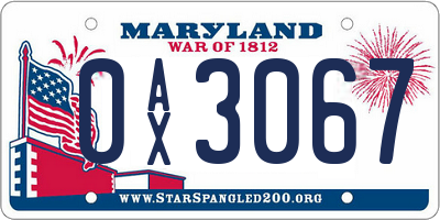 MD license plate 0AX3067