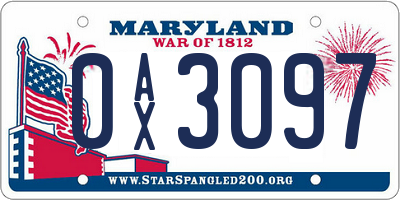 MD license plate 0AX3097