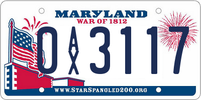 MD license plate 0AX3117