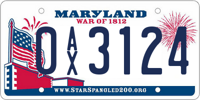 MD license plate 0AX3124