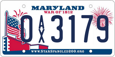 MD license plate 0AX3179