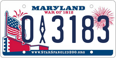 MD license plate 0AX3183