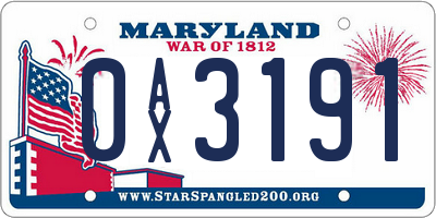 MD license plate 0AX3191