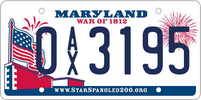 MD license plate 0AX3195