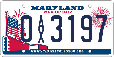 MD license plate 0AX3197