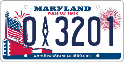 MD license plate 0AX3201