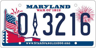 MD license plate 0AX3216